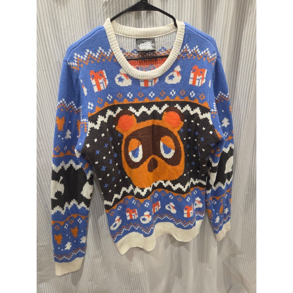 Geeknet Nintendo Animal Crossing Tom Nook Ugly Knit Christmas Sweater Unisex L